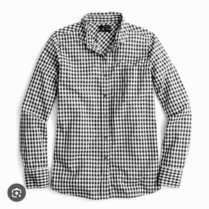 J. Crew Black & White Gingham Club-Collar Shirt – Long Sleeve, Size 2